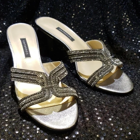 NEW Silver/Black Rhinestone Heels - Picture 2 of 4